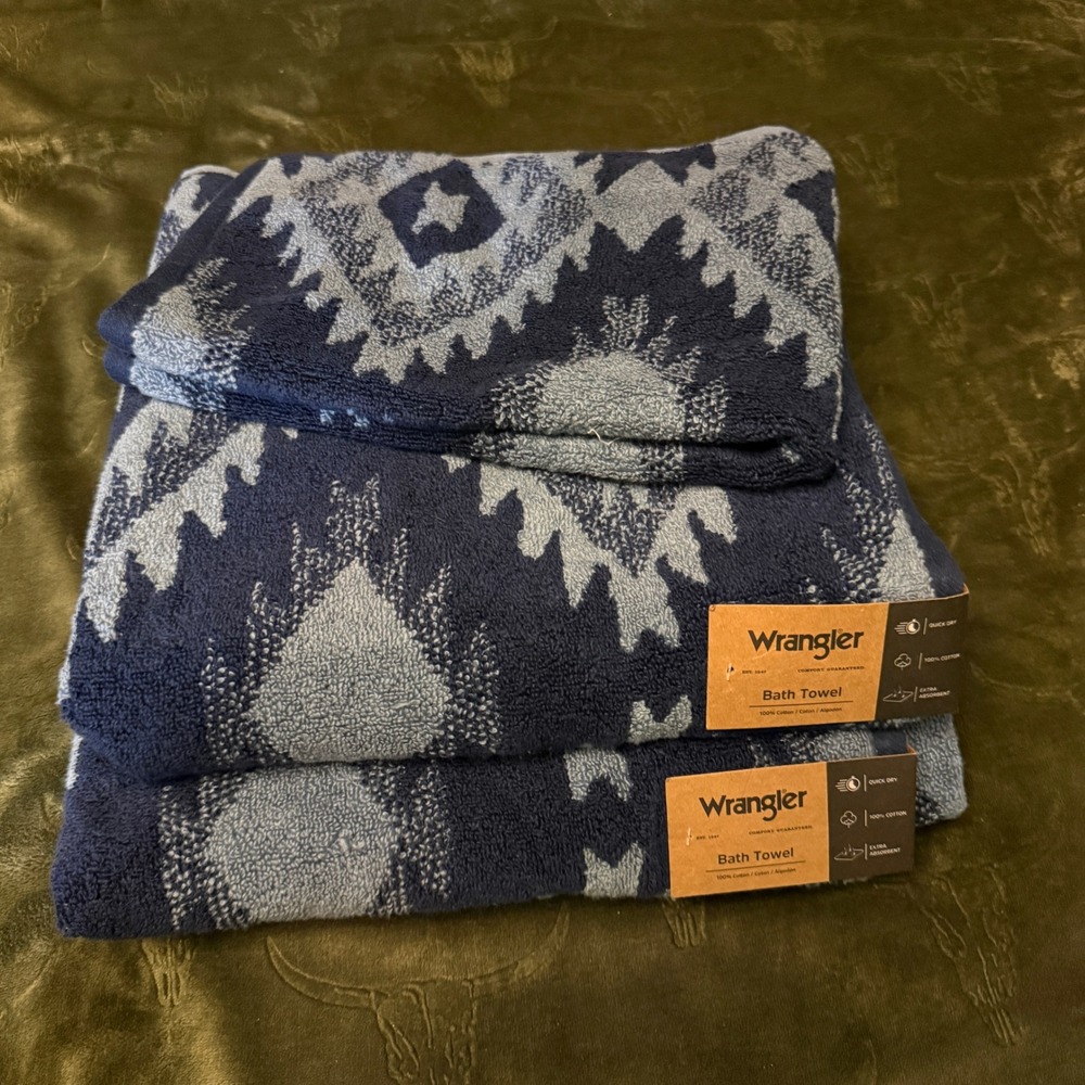 Wrangler Towel Set 3 Piece OS Blue NWT Canyon Ranch 3-Piece 2 Bath 1 Hand Towels